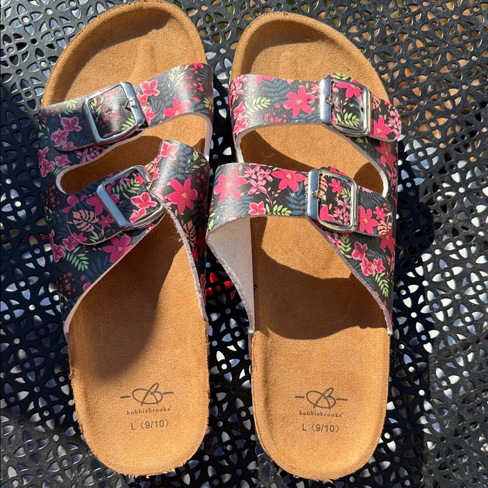Bobbie Brooks Floral Sandals - Pink and Green